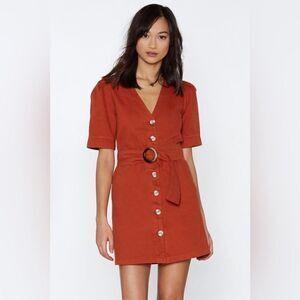 Nasty Gal Belt Into You Button Down Dress